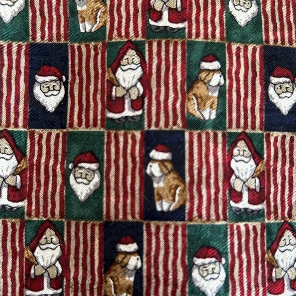 Mens Christmas/Holiday Silk Tie -Handmade Santa & Dog Bostonian Ltd Penn State - Picture 6 of 9